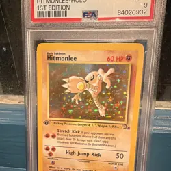 Pokemon TCG Hitmonlee Fossil Holo 1st Edition 7/62 PSA 9 1999 - Image 1