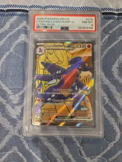 2025 POKEMON DRI EN-DESTINED RIVALS UR #215 CYNTHIA'S GARCHOMP EX PSA 8 NM - Image 1