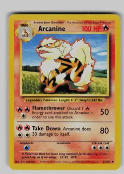 Arcanine 23/102 Uncommon Base Set Unlimited Pokemon Moderately Played - Image 1