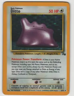 Ditto Rare Fossil 3/62 Unlimited Holo Near Mint Pokemon - Image 1