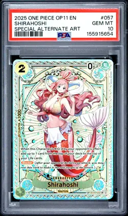 2025 ONE PIECE OP11-A FIST OF DIVINE SPEED #057 SHIRAHOSHI PSA 10 - Image 1