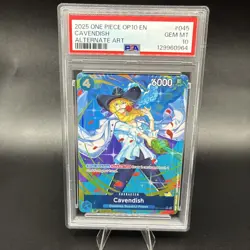 One Piece TCG CCG Royal Blood OP10-045 CAVENDISH PSA 10 Alternate Art - Image 1