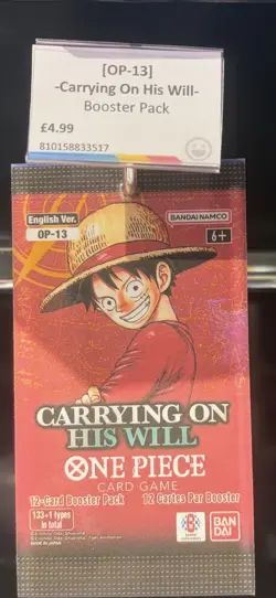 One Piece TCG OP-13 Carrying on His Will Sleeved Booster Packs Lot Of 12 English - Image 1