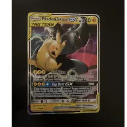 Pikachu & Zekrom GX TAG TEAM Ultra Rare Holo 33/181 Sm-Team Up HP 240 - Image 1