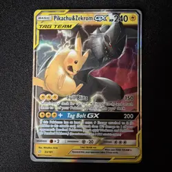 Pokemon Pikachu & Zekrom GX TAG TEAM Ultra Rare Holo 33/181 Sm-Team Up 240 HP - Image 1