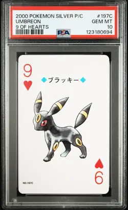 2000 POKEMON SILVER VERSION PLAYING CARDS 9 OF HEARTS #197C UMBREON PSA 10 - Image 1