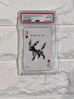 2000 POKEMON SILVER VERSION PLAYING CARDS 9 OF HEARTS #197C UMBREON PSA 10 - Image 3