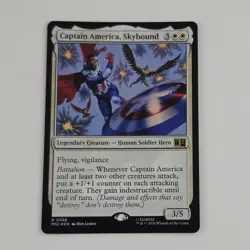 MTG Captain America, Skybound Foil Rare NM+ Commander: Marvel Super Heroes Card - Image 1
