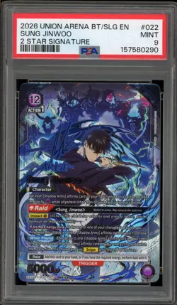 Union Arena Sung Jinwoo 2 Star Signature BT/SLG #022 PSA 9 Mint - Image 1