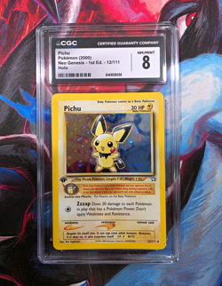 Pokemon TCG Neo Genesis Pichu 1st Edition Holo Rare 12/111 English CGC 8 2000 - Image 1