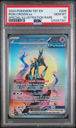 2024 Pokemon TEF Temporal Forces #206 Iron Crown ex SIR PSA 10 - Image 1