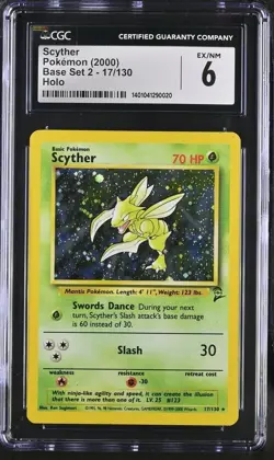 Pokemon TCG (2000) Base Set 2 - Scyther (Holo) #17/130 - CGC 6 EX/NM Unlimited - Image 1