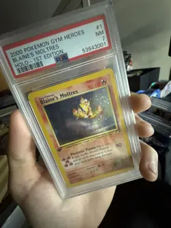 2000 POKEMON GYM HEROES HOLO-1ST ED #1 BLAINE'S MOLTRES PSA 7 FART SWIRL - Image 1