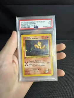 2000 POKEMON GYM HEROES HOLO-1ST ED #1 BLAINE'S MOLTRES PSA 7 FART SWIRL - Image 2