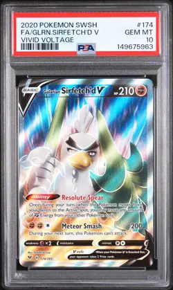 Pokemon Vivid Voltage Galarian Sirfetch'd V 174 PSA 10 - Image 1