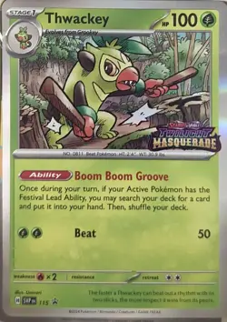 Pokemon Scarlet & Violet Promo Thwackey 115 Holo P NM - Image 1