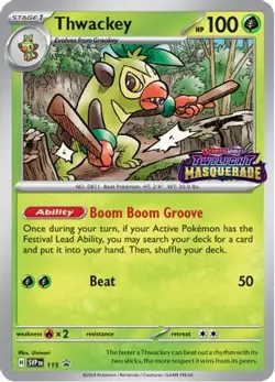 Pokemon Scarlet & Violet Promo Thwackey 115 Holo P NM - Image 2