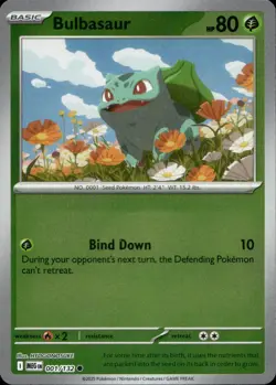 BULBASAUR 001/132 Mega Evolution Pokemon Reverse Holo Common Near Mint - Image 1