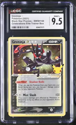 CGC 9.5 MINT+ Greninja Gold Star 2021 Black Star Promos SWSH144 Pokemon Card - Image 1