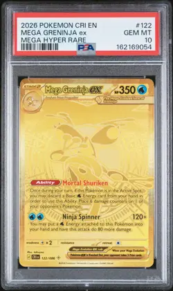 2026 POKEMON CRI EN-CHAOS RISING MEGA HYPER RARE #122 MEGA GRENINJA EX PSA 10 - Image 1