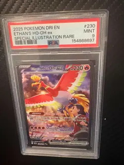 2025 POKEMON DESTINED RIVALS SPECIAL ILLUSTRATION RARE ETHAN'S HO-OH EX PSA 9 - Image 1