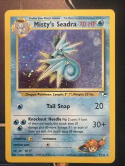 Pokemon TCG Misty's Seadra Holo Rare Gym Heroes Prerelease 9/132 Near Mint NM - Image 1