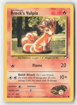 Brock's Vulpix 73/132 Common Gym Heroes Pokemon Unlimited Lightly Played - Image 1