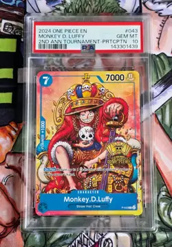 One Piece TCG - Monkey D Luffy - P-043 - PSA 10 - 2nd Anniversary - English - Image 1