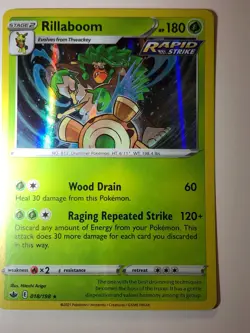 Pokemon Card Chilling Reign Holographic Bleed Error Rillaboom 018/198 NM - Image 1