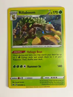 Pokemon TCG Promo Cosmos Sword & Shield Holo Rillaboom 014/202 w Swirl NM - Image 1