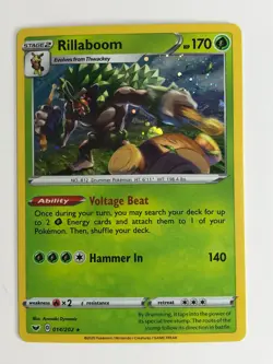 Pokemon TCG Promo Cosmos Sword & Shield Holo Rillaboom 014/202 w Swirl NM - Image 2