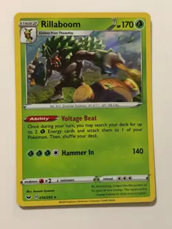 Pokemon Card Sword & Shield Holographic Rillaboom 014/202 NM - Image 1