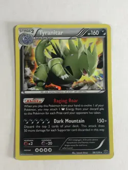 Pokemon TCG Fates Collide Holographic Tyranitar 56/124 Moderately Played - Image 1
