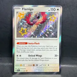 2024 POKEMON PALDEAN FATES FLAMIGO 211/091 SHINY HOLO RARE - Image 1