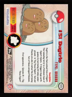 1999 Topps Pokemon TV Animation Edition Series 1 #51 Dugtrio Foil - Image 2