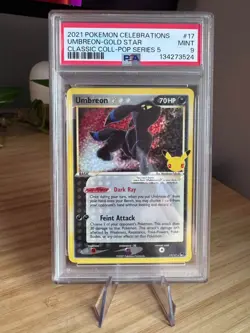 2021 POKEMON CELEBRATIONS CLASSIC COLL #17 UMBREON-GOLD STAR PSA 9 - Image 1