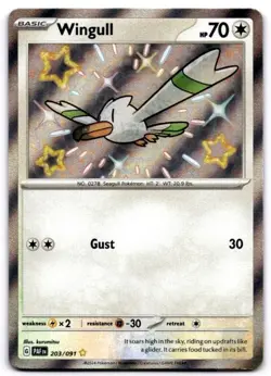 Wingull 203/091 Shiny Rare Paldean Fates Pokemon Holo Near Mint - Image 1