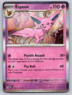 Espeon 033/131 Holo Rare Prismatic Evolutions Pokemon Holo Near Mint - Image 1