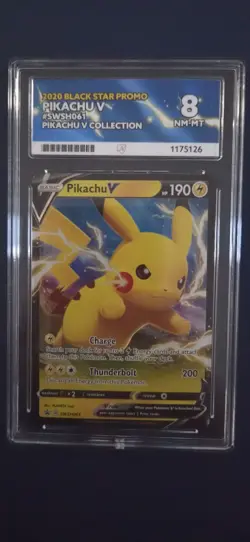 Pikachu v SWSH061 Black Star Promo Card ACE 8 Near Mint Condition - Image 1
