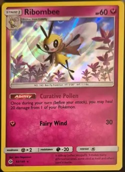 Ribombee 93/149 Holo Holo Rare SM Base Set Pokemon Holo Near Mint - Image 2