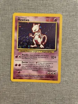 Pokemon Mewtwo TCG Base Set Holo Unlimited Rare Card 10/102 - Image 1
