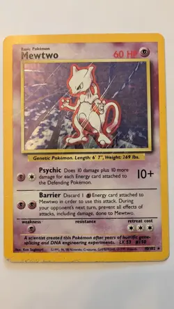 Pokemon Mewtwo Holo TCG Card Unlimited Base Set 10/102 PSA 10 HP/Damaged - Image 1