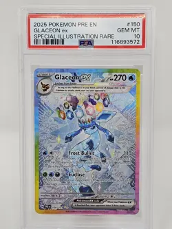 2025 Pokemon Prismatic Evolution Glaceon ex SIR PSA 10 - Image 1