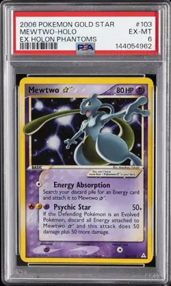 2006 POKEMON EX HOLON PHANTOMS GOLD STAR #103 MEWTWO-HOLO PSA 6 - Image 1