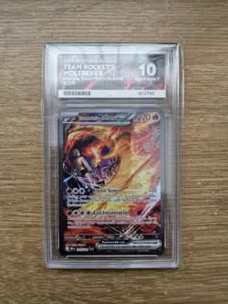 Team Rocket's Moltres Ex Destined Rivals SIR Pokemon TCG 229/182 Ace 10 Gem Mint - Image 1
