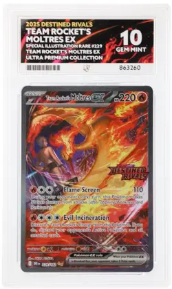 Pokemon TCG Team Rocket's Moltres EX Sir 229/182 Destined Rivals Ace Gem Mint 10 - Image 2