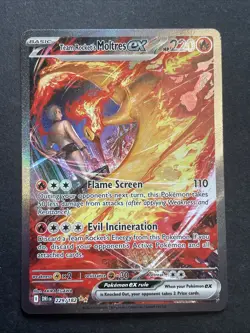 Pokemon TCG Team Rocket's Moltres EX 229/182 Destined Rivals Sir English - Image 1