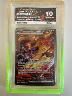 Pokemon TCG Team Rocket's Moltres EX Sir 229/182 Destined Rivals Ace Gem Mint 10 - Image 1