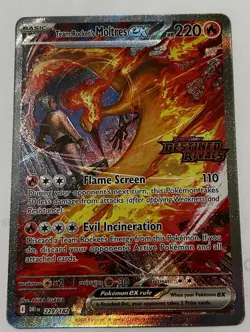 Pokemon TCG Team Rocket's Moltres EX 229/182 SIR Pack Fresh Mint Card Stamped - Image 1