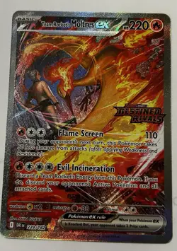 Pokemon TCG Team Rocket's Moltres EX 229/182 SIR Pack Fresh Mint Card Stamped - Image 2